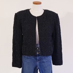 Talbots beaded collarless jacket